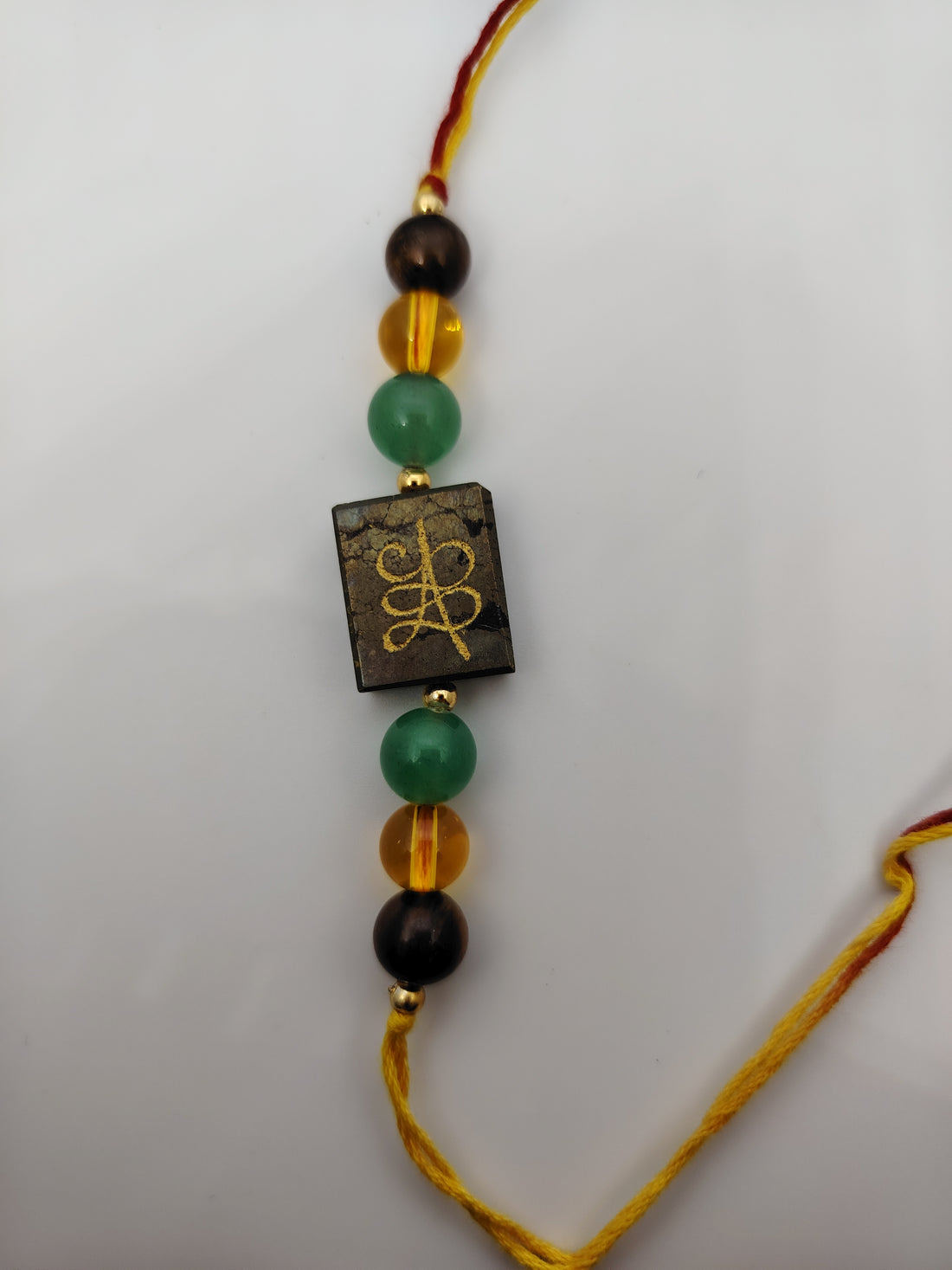 Money Magnet Rakhi | Handmade Raksha Bandhan Rakhi with Citrine Green Aventurine Pyrite & Tiger Eye Beads