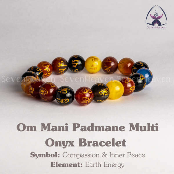 Om Mani Padmane Multi Onyx Bracelet