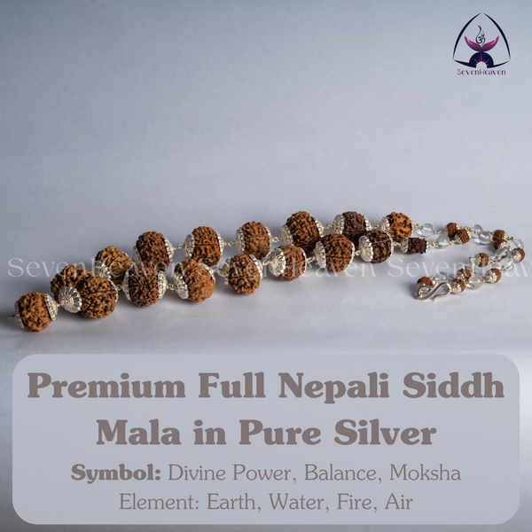Premium Full Nepali Siddh Mala in Pure Silver