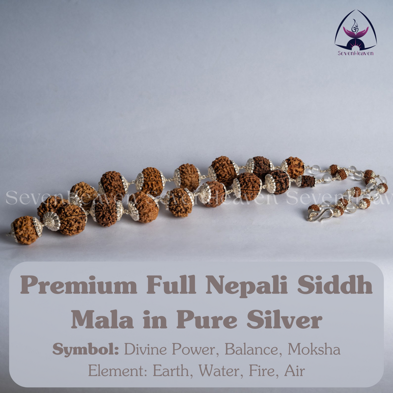 Premium Full Nepali Siddh Mala in Pure Silver
