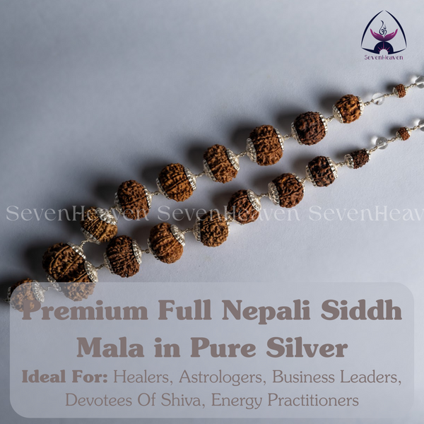 Premium Full Nepali Siddh Mala in Pure Silver
