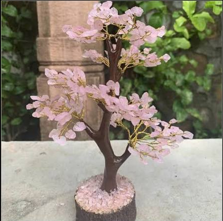 Rose Crystal Gemstone Tree | Natural Stone Money Tree Decor | Handmade Home & Office Decoration