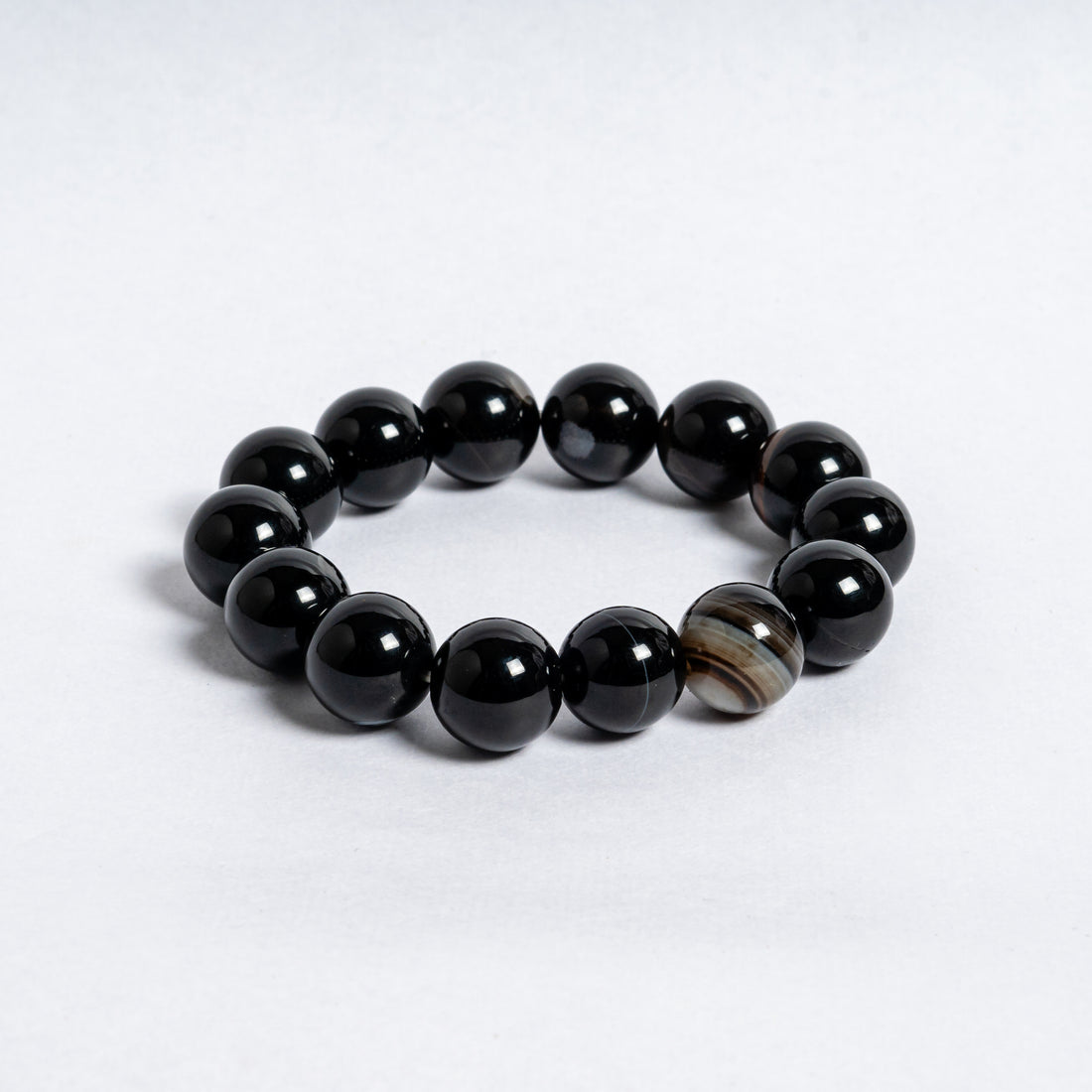 14mm Black Hakik Bracelet | Natural Sulemani Agate Protection Stone