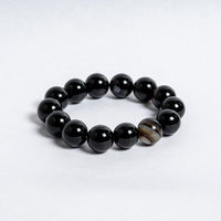 14mm Black Hakik Bracelet | Natural Sulemani Agate Protection Stone