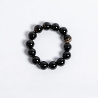 14mm Black Hakik Bracelet | Natural Sulemani Agate Protection Stone