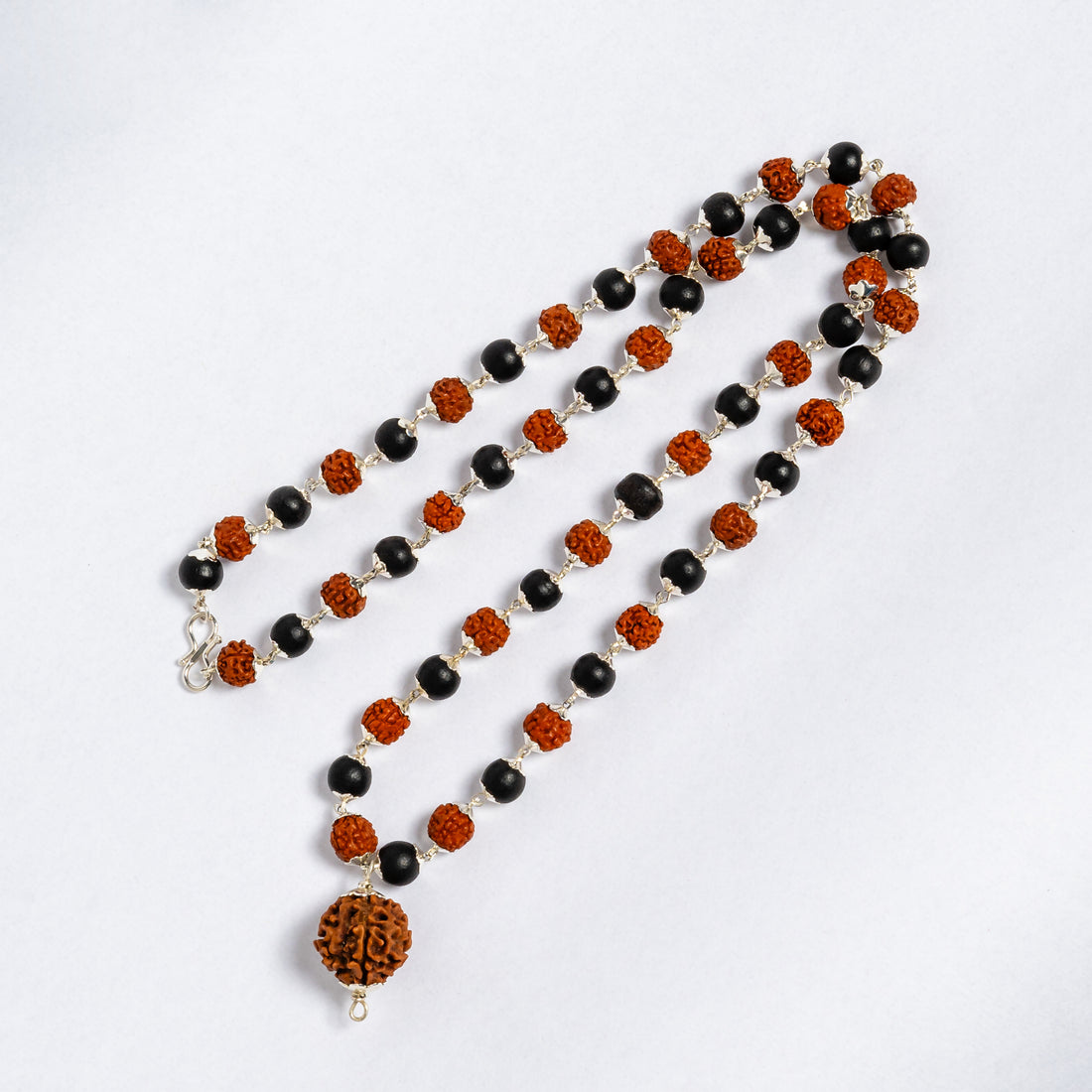 Rudraksha & Karungali Mala | Sacred Ebony Wood and Rudraksha Beads Necklace for Meditation & Protection