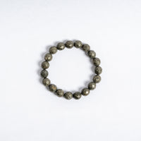 Natural Pyrite Bracelet | 10mm Diamond Cut Crystal Bead Bracelet for Energy Balance Protection Focus & Spiritual Wellness