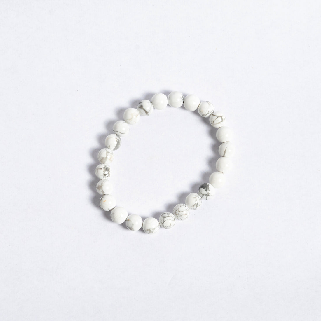 Howlite Bracelet | Natural White Howlite Crystal Bead Bracelet | Calm Energy Meditation Focus Emotional Balance & Positive Vibes Jewellery