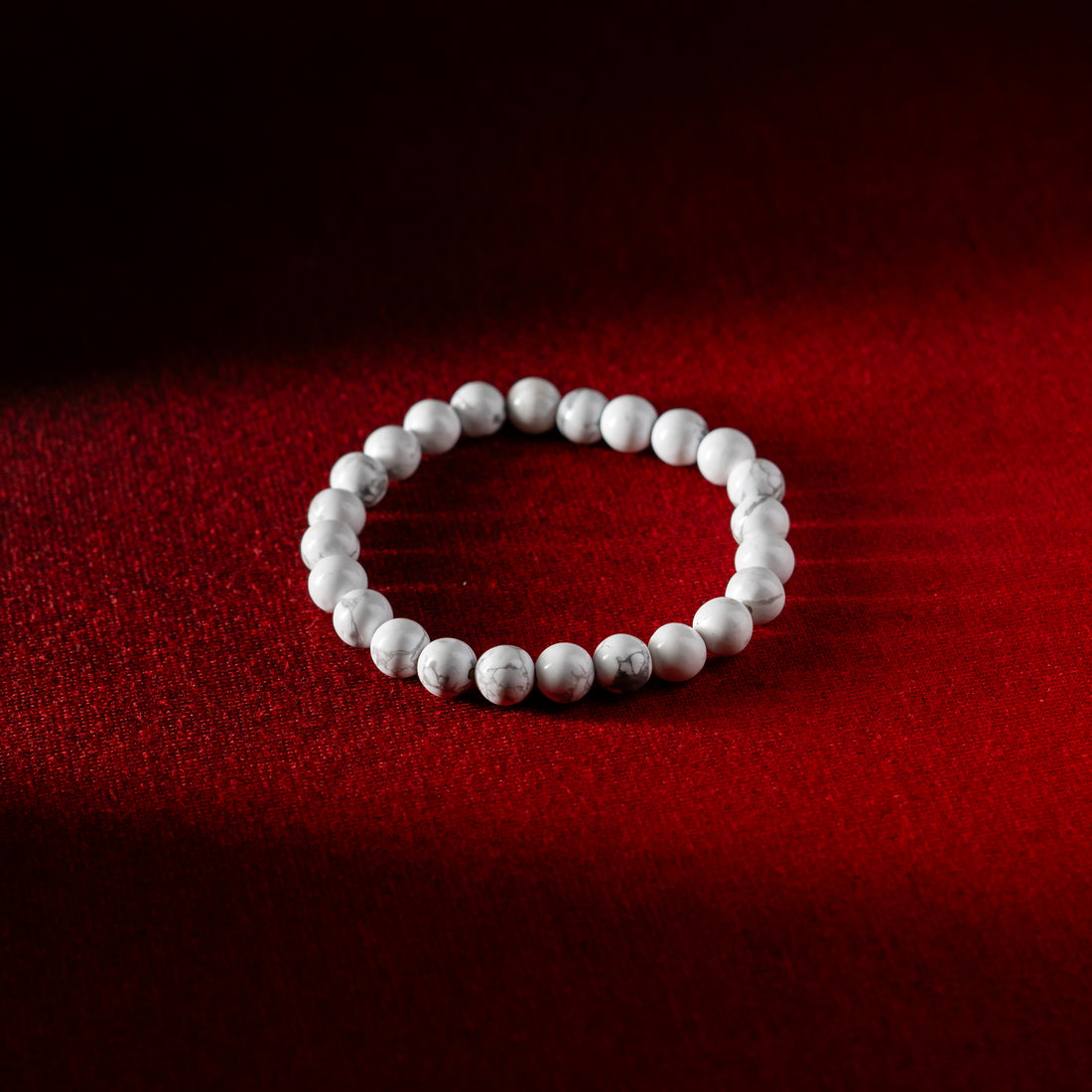 Howlite Bracelet | Natural White Howlite Crystal Bead Bracelet | Calm Energy Meditation Focus Emotional Balance & Positive Vibes Jewellery