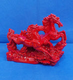 Running Horse Pair Vastu Statue | Red & White Horse Showpiece for Success, Career Growth & Positive Energy | Home & Office Decor | 6 Inch